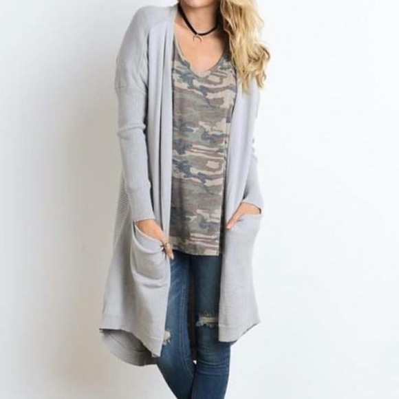 LONG sweater cardigan with pockets - Picture 1 of 2